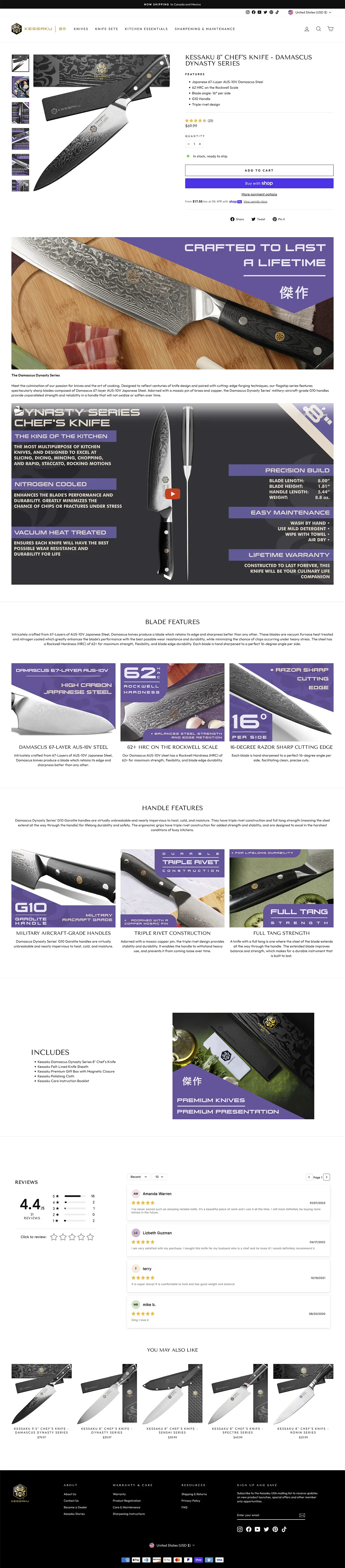 Example of a Shopify product detail page layout featuring product and lifestyle photography, graphic design, and technically complex, SEO product copywriting